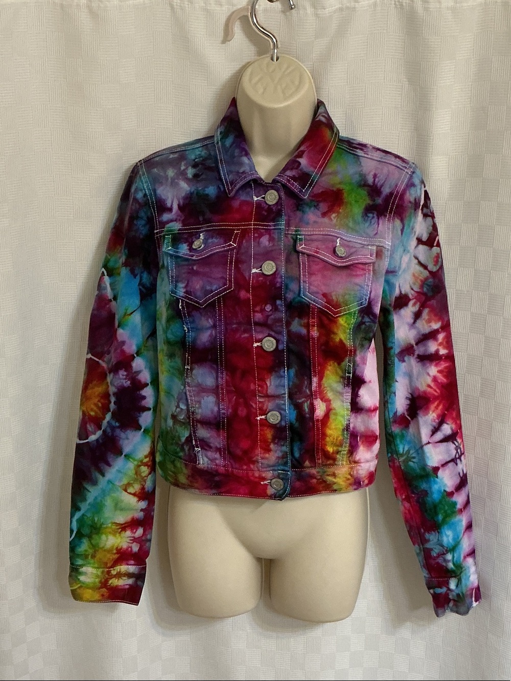 Women's Tie-Dye Denim Jacket - Multicolor